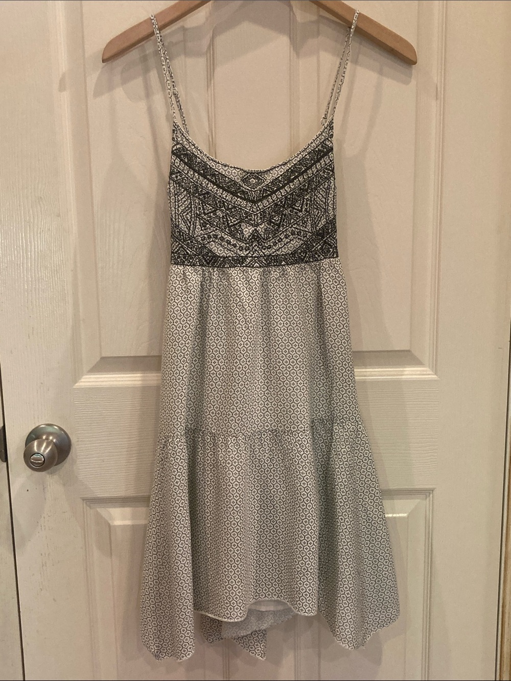 American Eagle Outfitters Black White Embroidered Mini Dress Spaghetti Strap